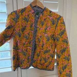 Anthropologie Pink and Yellow Blazer with Structured Design